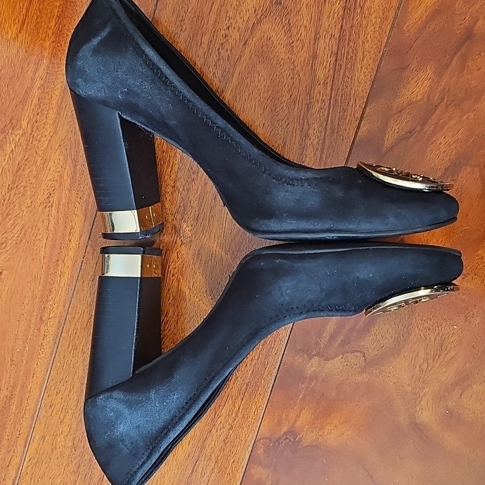 Tory Burch “Maddie” Suede Pumps — Elegant Block Heel Classic Sz 7.5 - Picture 7 of 13